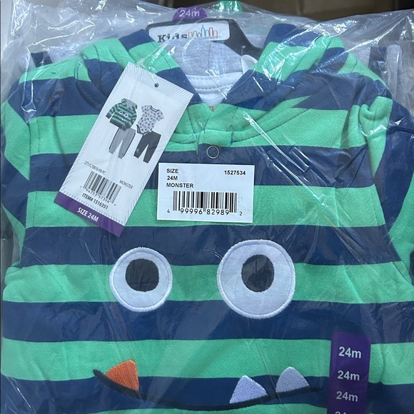 NWT Kids Headquarters Infant 4-piece Set Monster GREEN BLUE cozy winter comfy - Picture 11 of 11